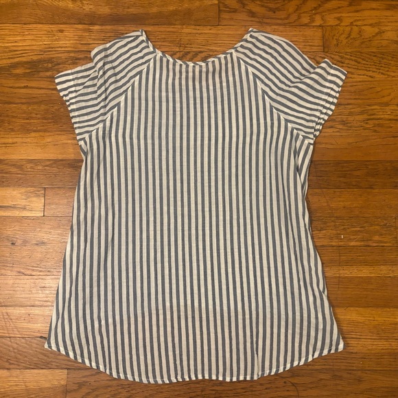 Blue and White Striped Top with Zipper Sides - Picture 3 of 4